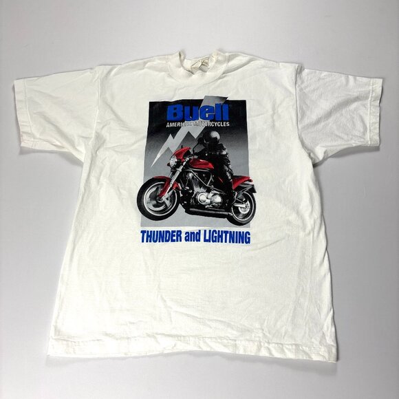 Buell Other - Vintage Buell Motorcyles Thunder Lightning T Shirt White Sz XL 1996 USA Bike